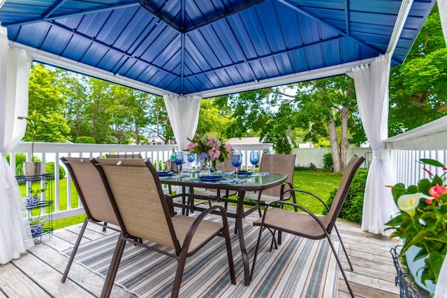 15 Mirror Brook Rd, West Yarmouth, MA 02673 - wooden deck featuring outdoor dining area and a fenced backyard