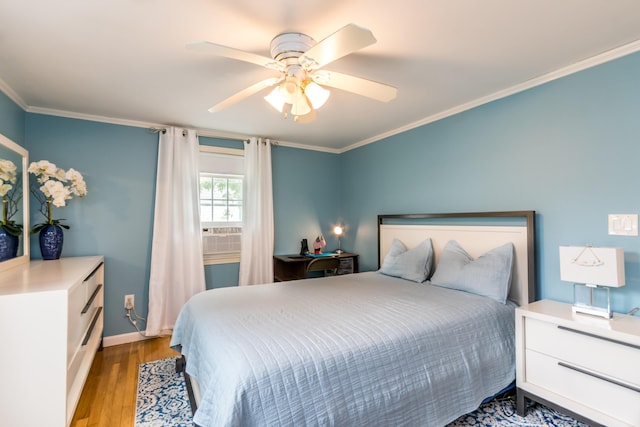 15 Mirror Brook Rd, West Yarmouth, MA 02673 - bedroom featuring wood finished floors, cooling unit, crown molding, and ceiling fan
