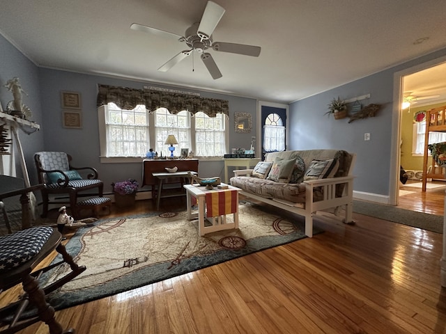 39 Naushon Rd, Dennis Port, MA 02639 - living room featuring plenty of natural light, wood finished floors, and a ceiling fan
