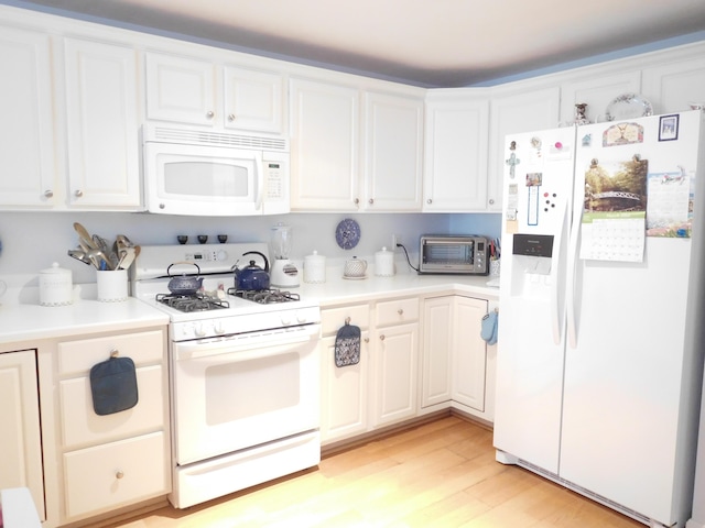 3 Executive Dr, Mashpee, MA 02649 - kitchen featuring white appliances, light wood finished floors, and white cabinets