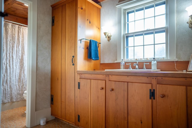 625 Bridge Rd, Eastham, MA 02642 - bathroom featuring vanity and curtained shower