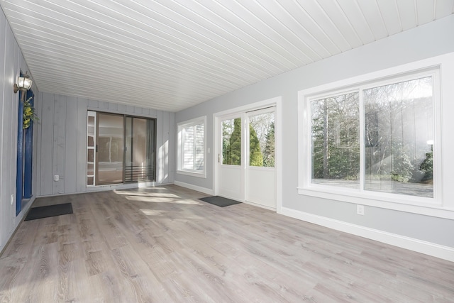 240 Oak St, Centerville, MA 02632 - unfurnished sunroom with a wooden deck, wood ceiling, wood finished floors, and baseboards