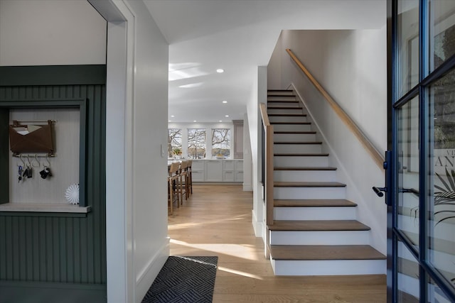 118 Driftwood Ln, South Yarmouth, MA 02664 - stairs with wood finished floors and recessed lighting