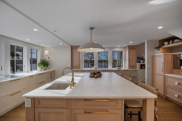 118 Driftwood Ln, South Yarmouth, MA 02664 - kitchen featuring a sink, healthy amount of natural light, a kitchen island with sink, light wood-style flooring, and recessed lighting