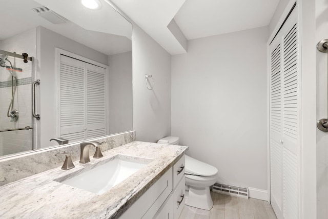 2 Pacific Ave, Mashpee, MA 02649 - bathroom with a closet, visible vents, toilet, and vanity