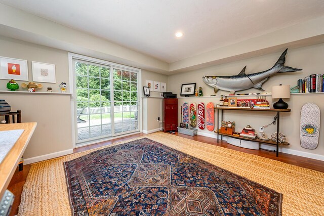 game room featuring hardwood / wood-style flooring