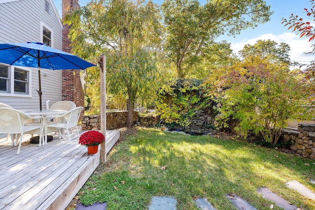 view of yard featuring a deck