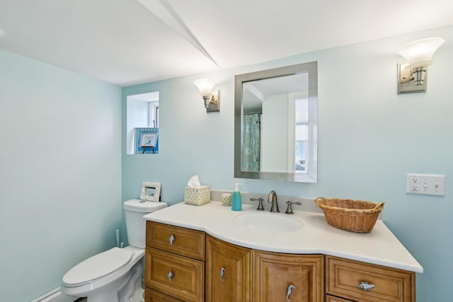 57 Oak St, Wareham, MA 02571 - full bath featuring vanity, toilet, and baseboard heating