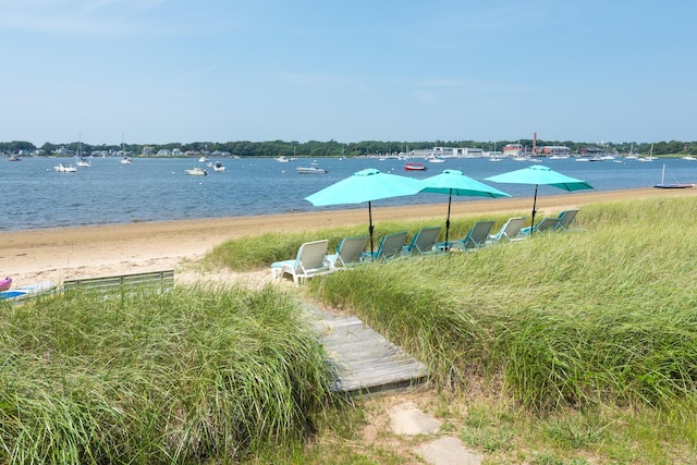 view of water feature featuring a view of the beach