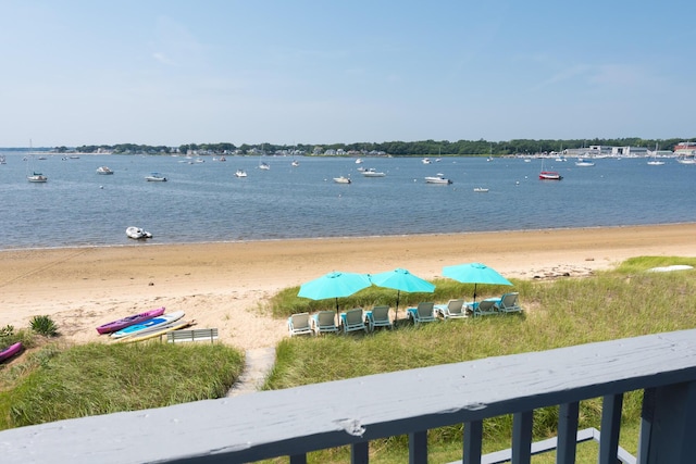 view of water feature featuring a view of the beach