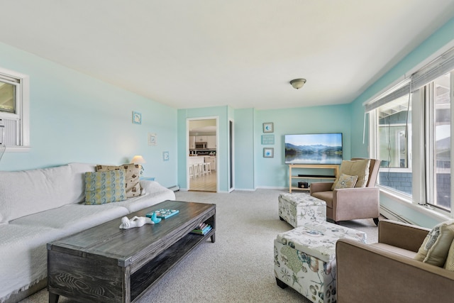 57 Oak St, Wareham, MA 02571 - carpeted living area featuring baseboards