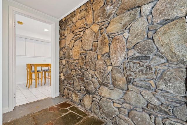 57 Oak St, Wareham, MA 02571 - bathroom featuring crown molding and stone flooring