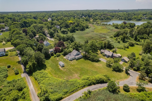 56 Wharf Ln, Yarmouth Port, MA 02675 - bird's eye view of a nearby body of water and a heavily wooded area