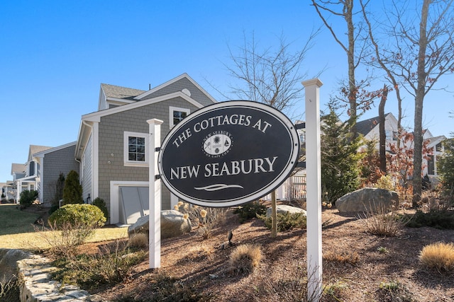 view of community sign