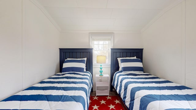 bedroom with crown molding