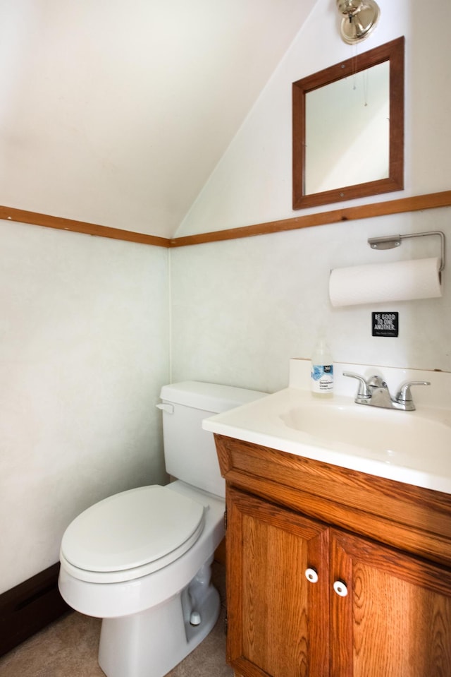 10 Bay View Rd, Wellfleet, MA 02667 - bathroom featuring vanity and lofted ceiling