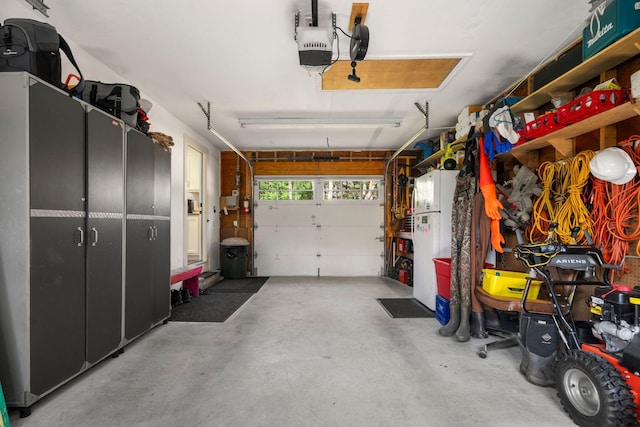 garage with a garage door opener