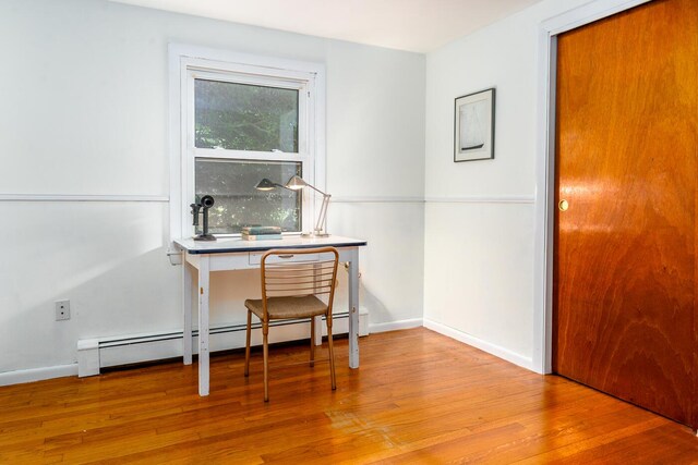 2 Pine Ridge End, Truro, MA 02666 - office space with a baseboard radiator and wood finished floors