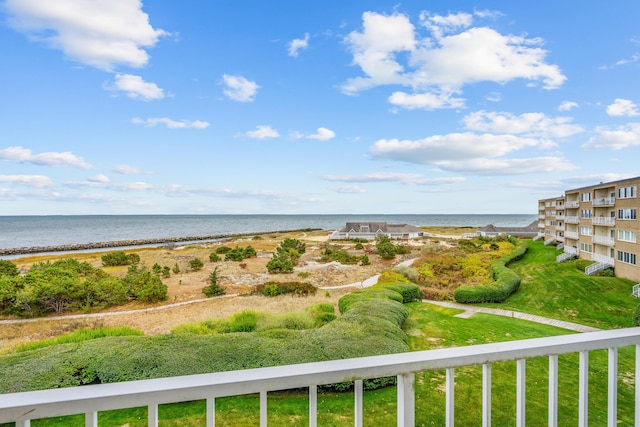 property view of water featuring a view of the beach