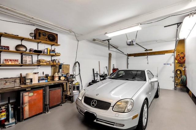 garage with a garage door opener