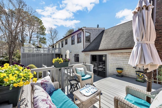 deck with an outdoor living space