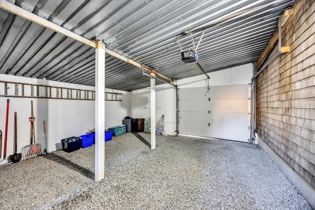 garage with a garage door opener