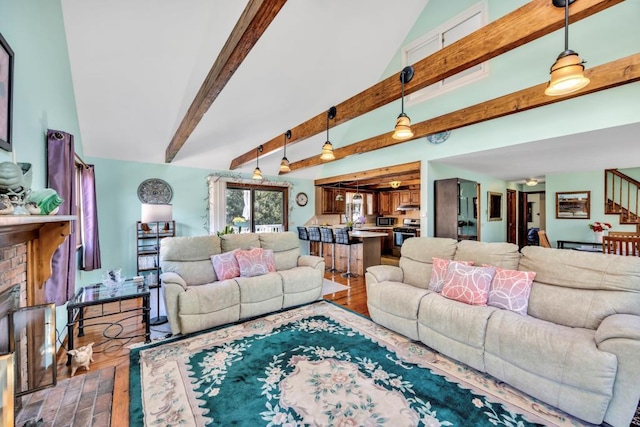 living room with wood finished floors