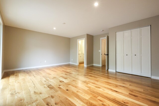 300 Buck Island Rd Unit C13F, West Yarmouth, MA 02673 - unfurnished bedroom with light wood-style flooring, baseboards, ensuite bath, and recessed lighting