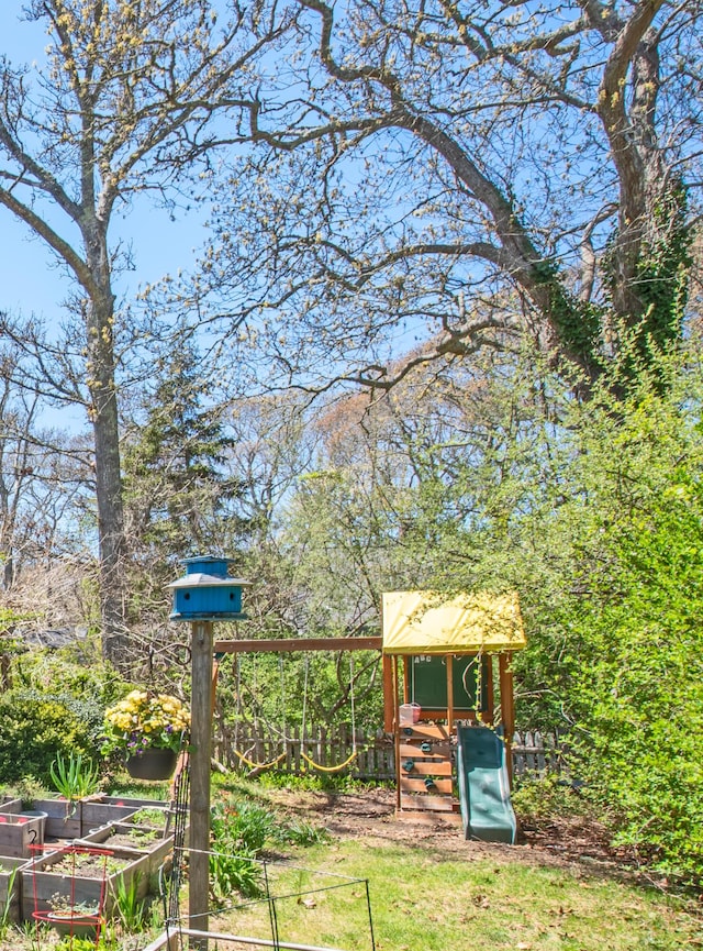 view of yard featuring a playground