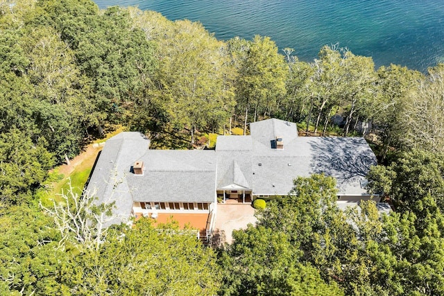 67 Redwood Cir, Mashpee, MA 02649 - aerial view of property and surrounding area with a nearby body of water and a heavily wooded area