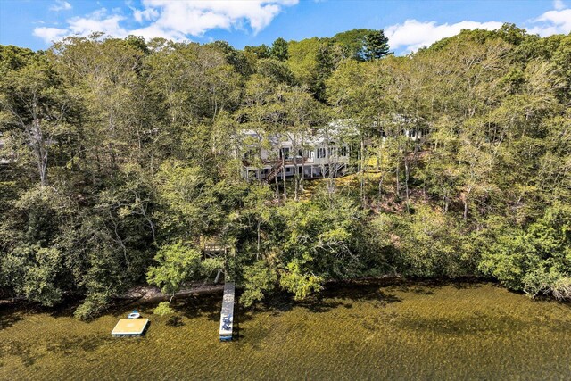 67 Redwood Cir, Mashpee, MA 02649 - view from above of property with a heavily wooded area