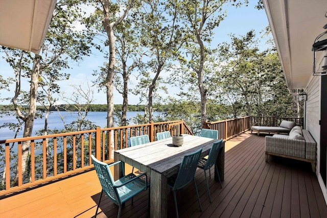 deck with a water view