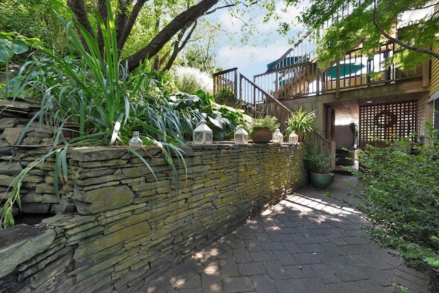 view of patio with a wooden deck