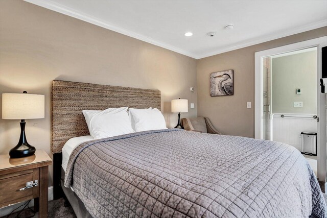 bedroom featuring crown molding