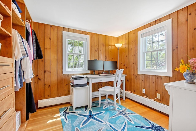 31 Chase St, Dennis Port, MA 02639 - office space featuring baseboard heating, light wood-style flooring, and wood walls