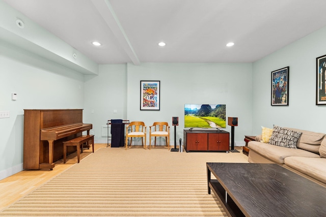 82 Harbor Hill Rd, Woods Hole, MA 02543 - living room with recessed lighting, baseboards, and light wood-style floors