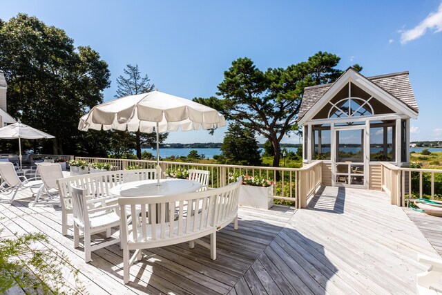 255 Bayberry Way, Osterville, MA 02655 - wooden terrace featuring a water view