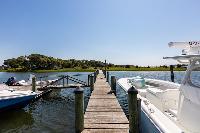 view of dock featuring a water view