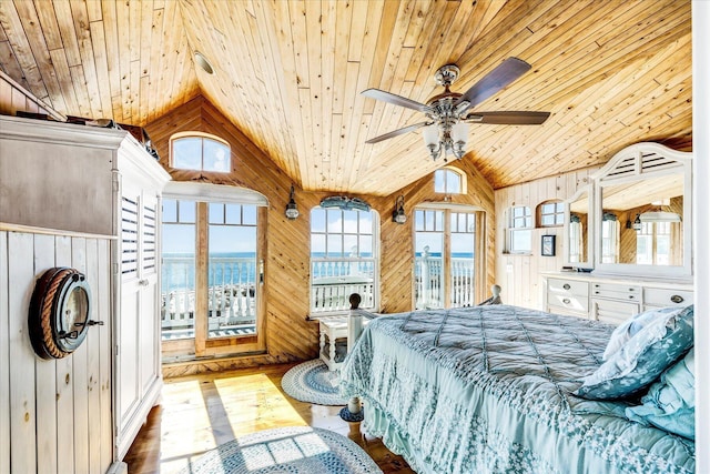 6 Baker Way, West Dennis, MA 02670 - bedroom with wooden ceiling, vaulted ceiling, wood walls, and wood finished floors
