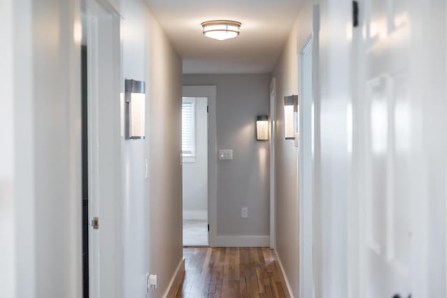 corridor featuring dark hardwood / wood-style flooring