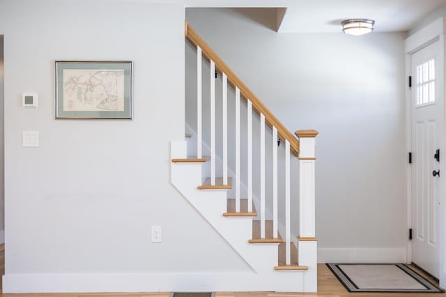 foyer with light wood-type flooring