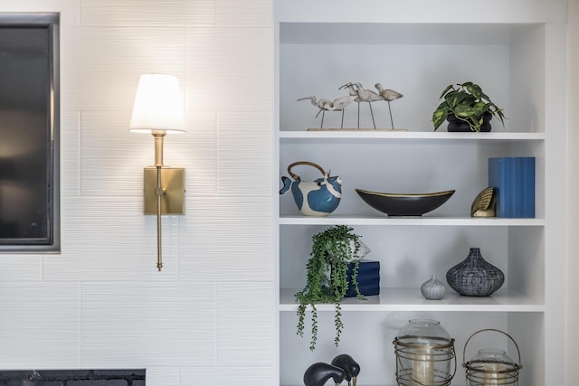 detailed view of built in shelves