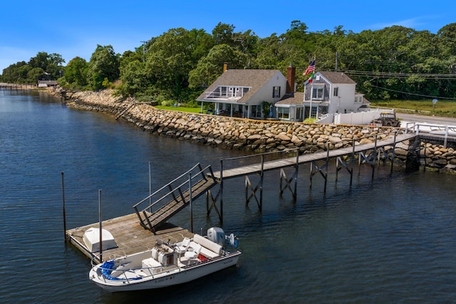 dock area featuring a water view