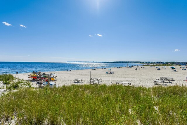 view of water feature with a view of the beach