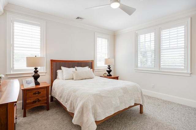 66 Simons Rd Unit C, Mashpee, MA 02649 - bedroom with light carpet, ornamental molding, and ceiling fan