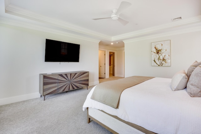 66 Simons Rd Unit C, Mashpee, MA 02649 - carpeted bedroom with ornamental molding, ceiling fan, and a tray ceiling