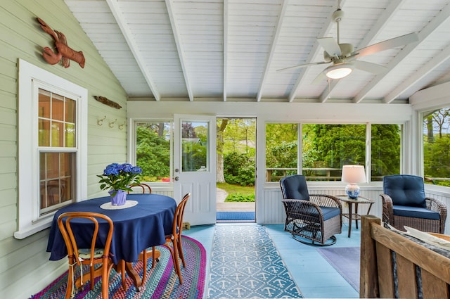 61 Bay Rd, North Falmouth, MA 02556 - sunroom / solarium featuring a ceiling fan