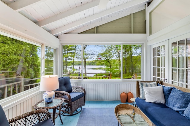 61 Bay Rd, North Falmouth, MA 02556 - sunroom / solarium with a water view and an outdoor hangout area