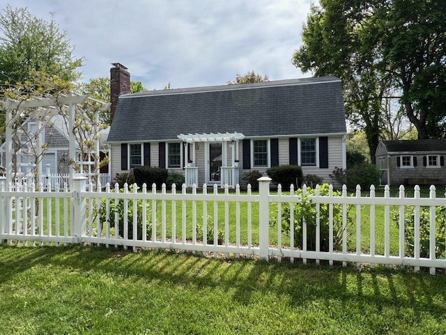 114 Stoney Cliff Rd, Centerville, MA 02632 - dutch colonial with a chimney, a shingled roof, and a pergola