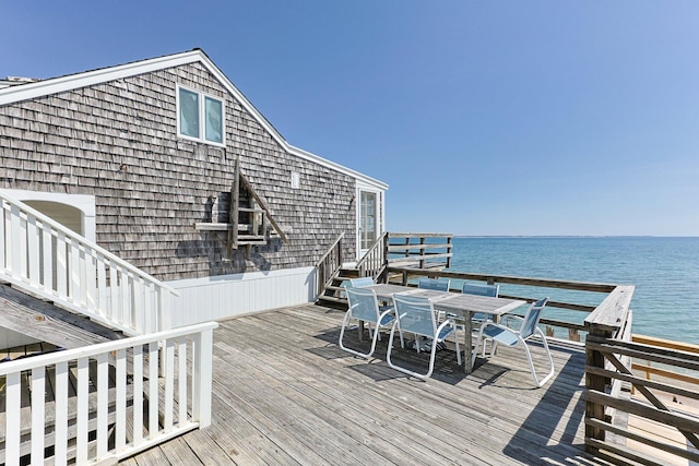 561 Commercial St, Provincetown, MA 02657 - view of dock featuring a deck with water view and outdoor dining space